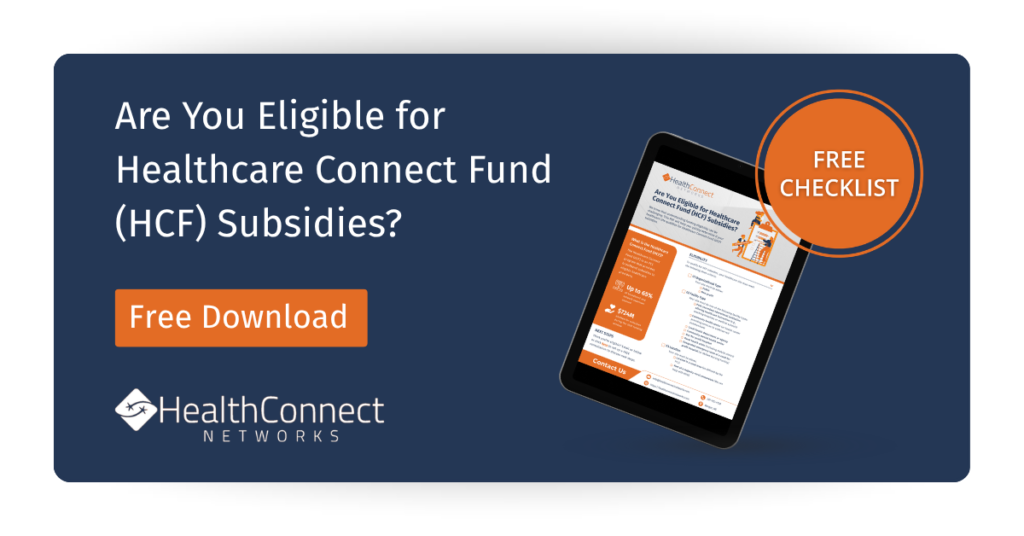 Graphic promoting a free Healthcare Connect Fund eligibility checklist to determine HCF subsidy eligibility