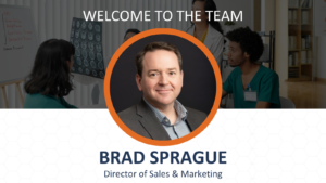 Portrait of Brad Sprague, Director of Sales & Marketing, featured in a welcome announcement.